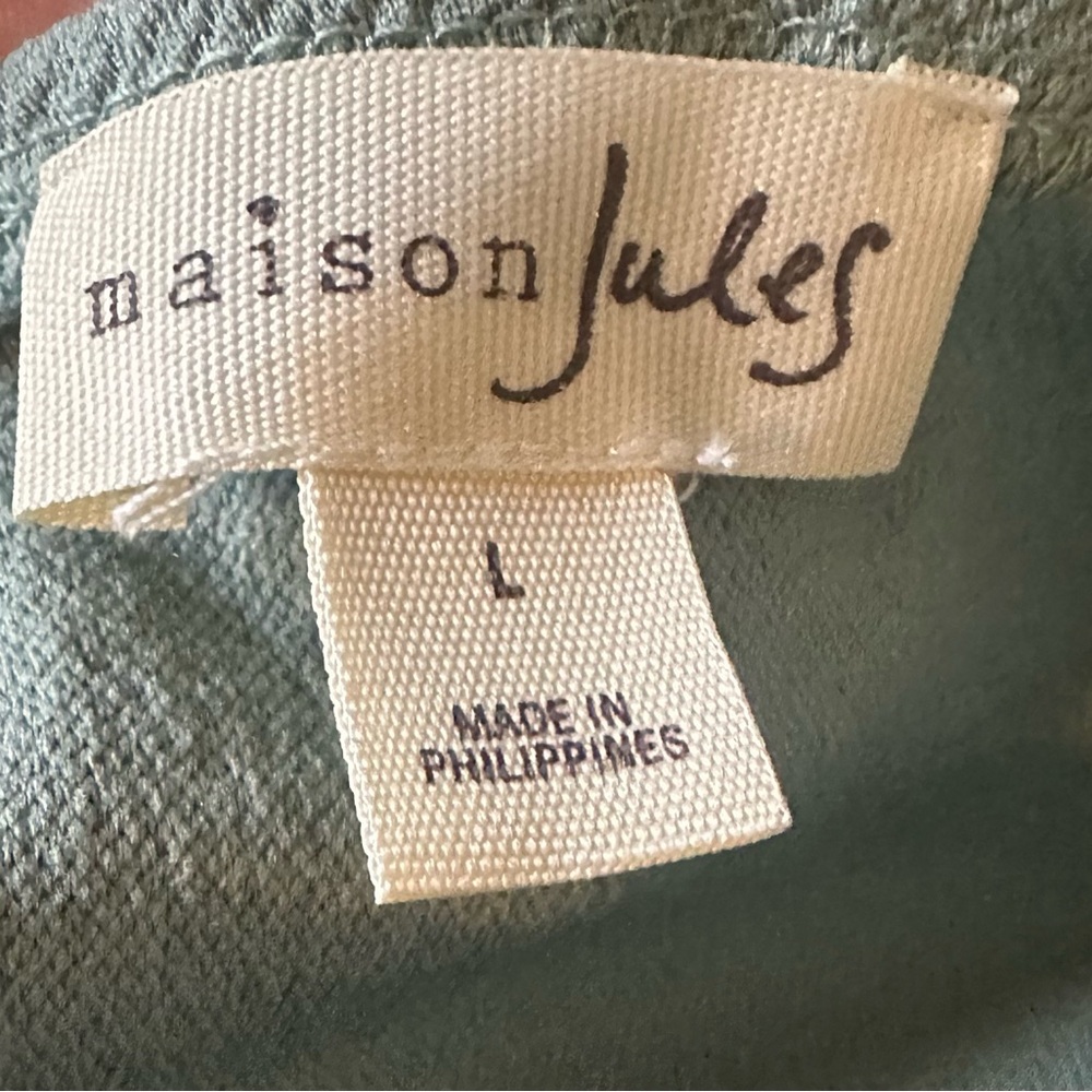 Maison Jules Sage Green Long Sleeve Midi Dress NWT WITH FLAWS READ DESCRIPTION - Picture 3 of 5